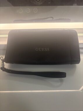 GUESS Black Zip-Around Wristlet Clutch